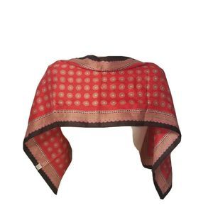 Vintage Color Block Acetate Italian Scarf Modernist 11"x54" Unisex Red blk tan